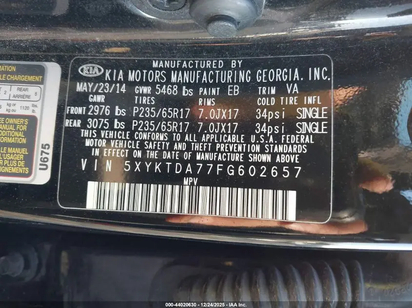 2015 KIA SORENTO LX V6