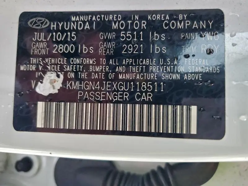 2016 HYUNDAI GENESIS 3.8L  