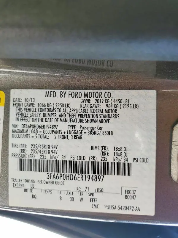 2014 FORD FUSION SE  