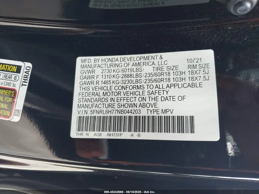 2022 HONDA ODYSSEY EX-L