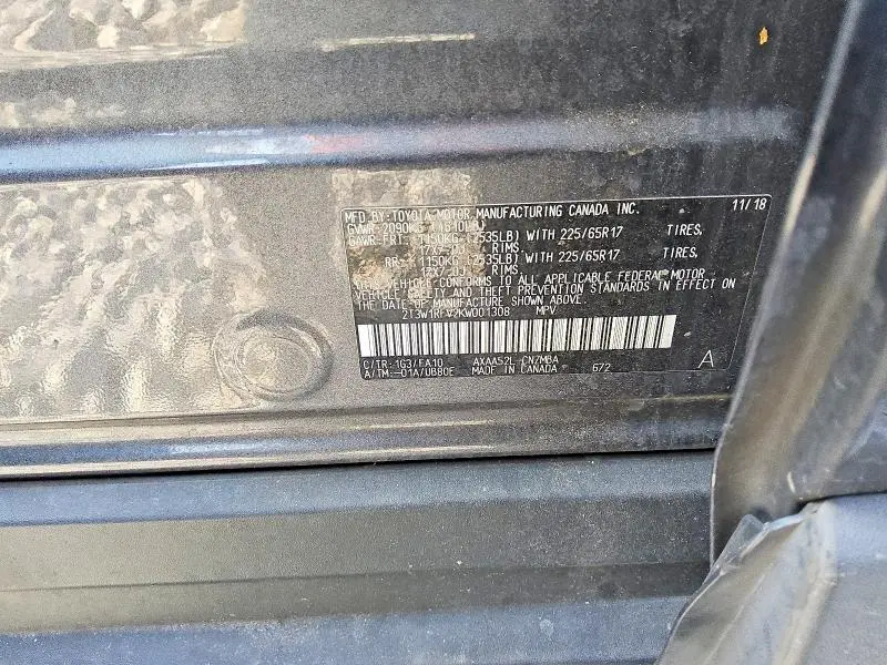2019 TOYOTA RAV4 XLE  