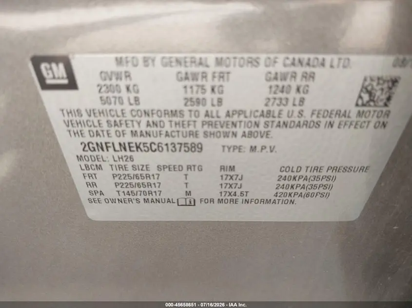 2012 CHEVROLET EQUINOX LT W/2LT
