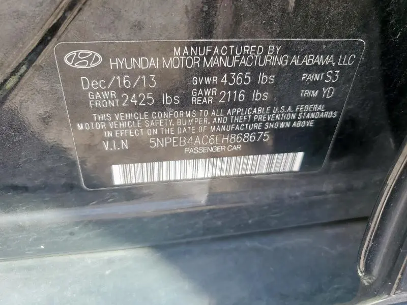2014 HYUNDAI SONATA GLS  