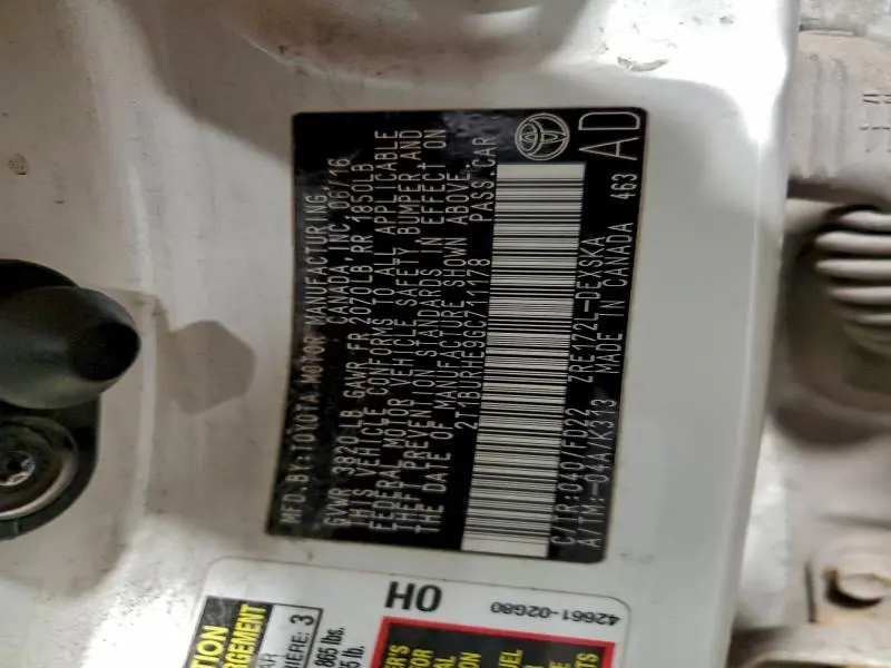 2016 TOYOTA COROLLA S PLUS  