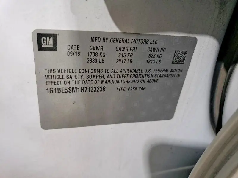 2017 CHEVROLET CRUZE LT  