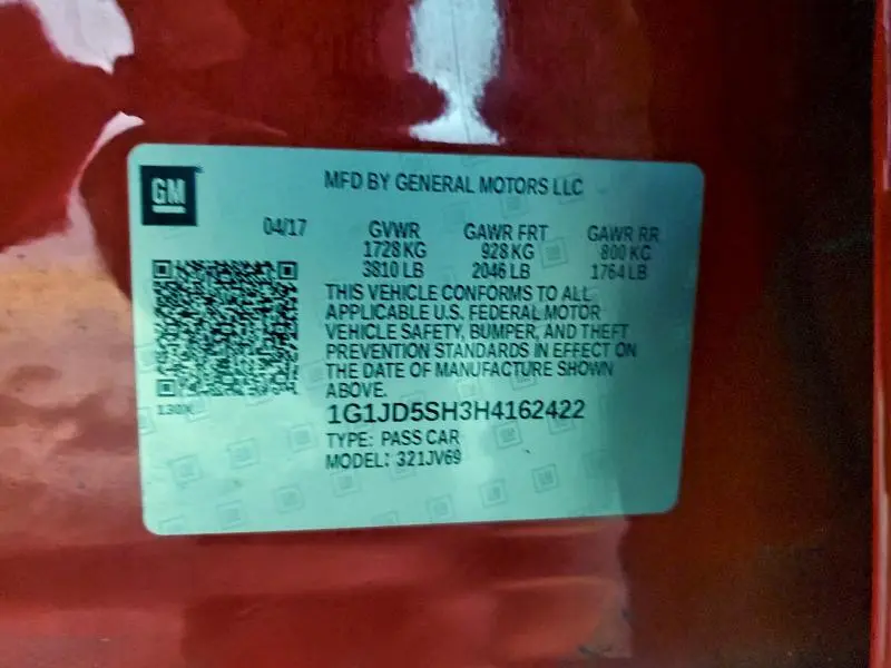 2017 CHEVROLET SONIC LT  