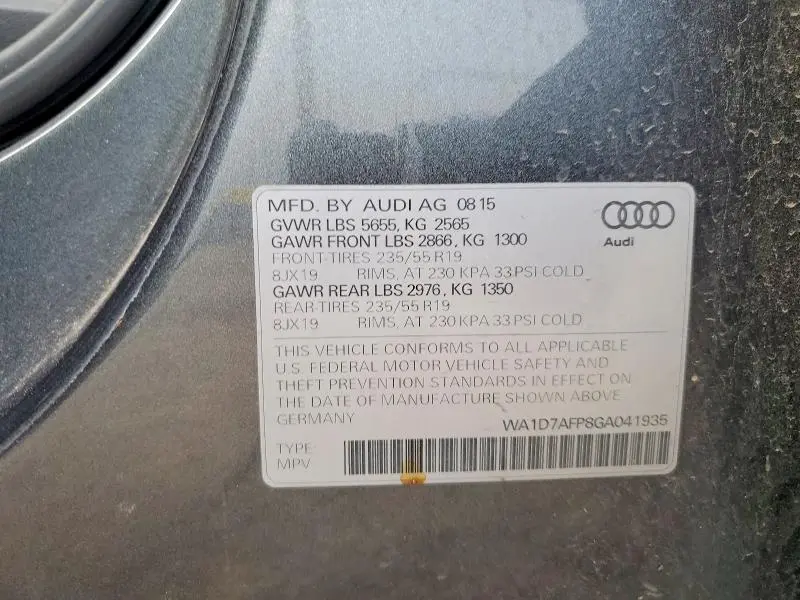 2016 AUDI Q5 PREMIUM PLUS S-LINE  