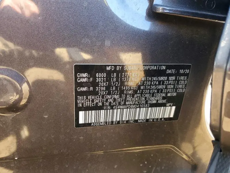 2021 SUBARU ASCENT LIMITED  