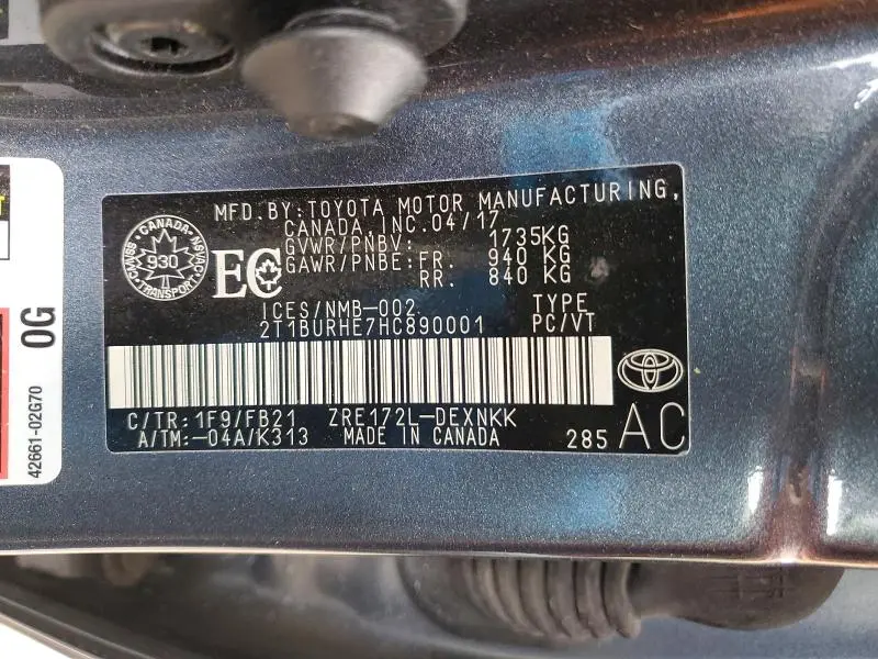 2017 TOYOTA COROLLA L  