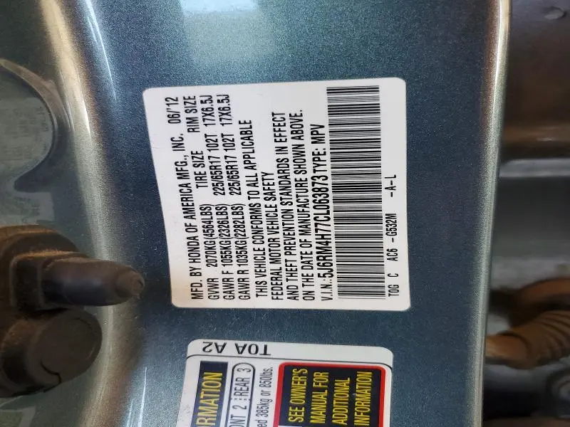 2012 HONDA CR-V EXL  