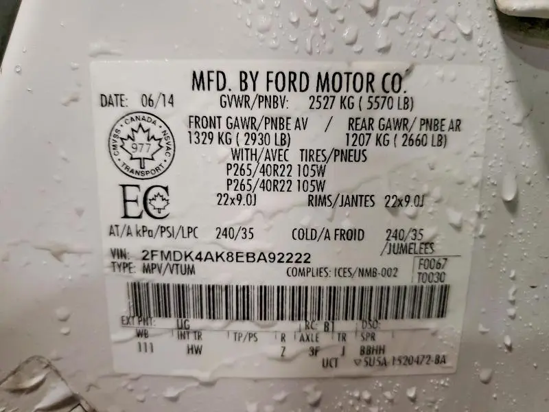 2014 FORD EDGE SPORT  