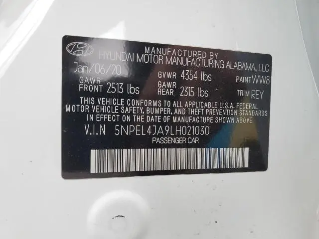 2020 HYUNDAI SONATA SEL  