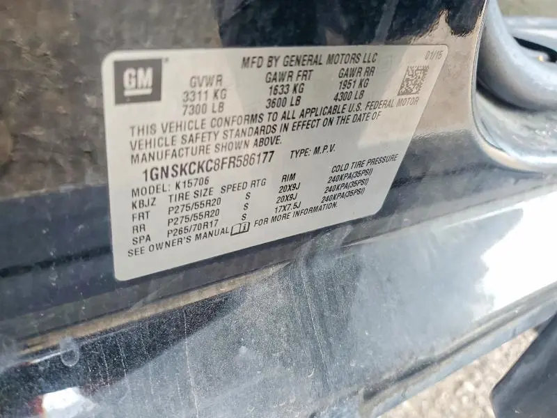 2015 CHEVROLET TAHOE K1500 LTZ  