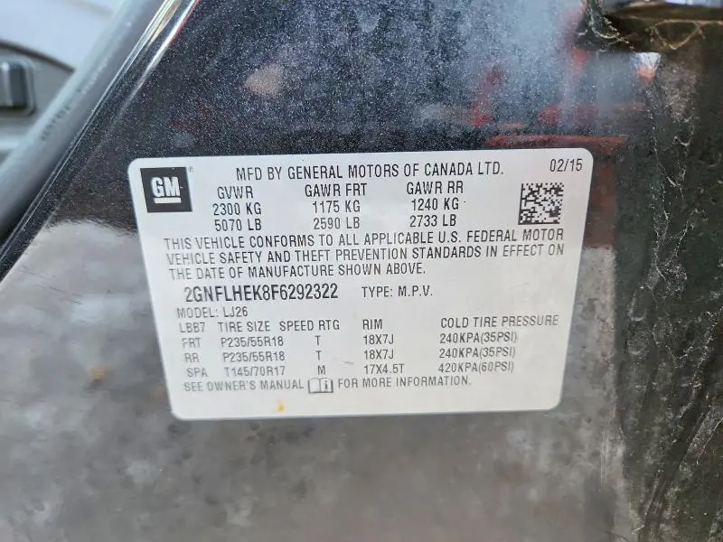 2015 CHEVROLET EQUINOX LTZ  