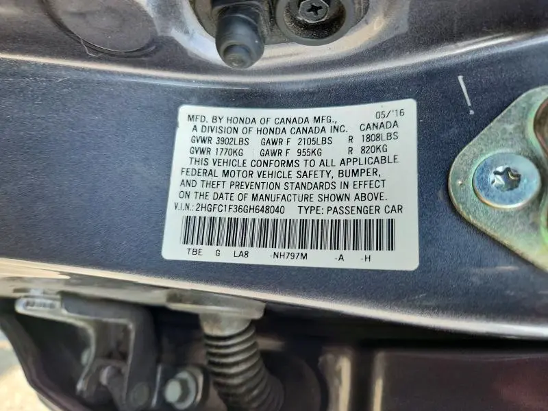 2016 HONDA CIVIC EX  