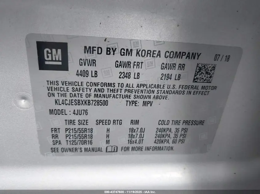 2019 BUICK ENCORE AWD PREFERRED