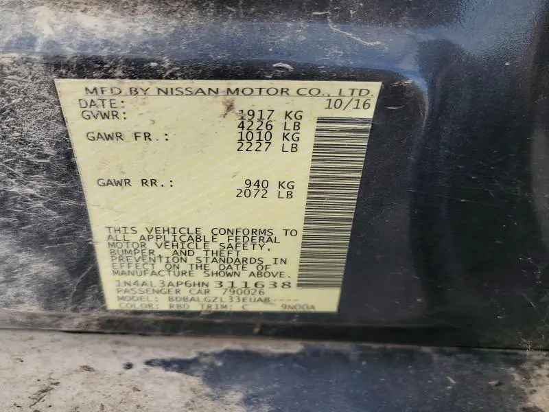 2017 NISSAN ALTIMA 2.5 S  
