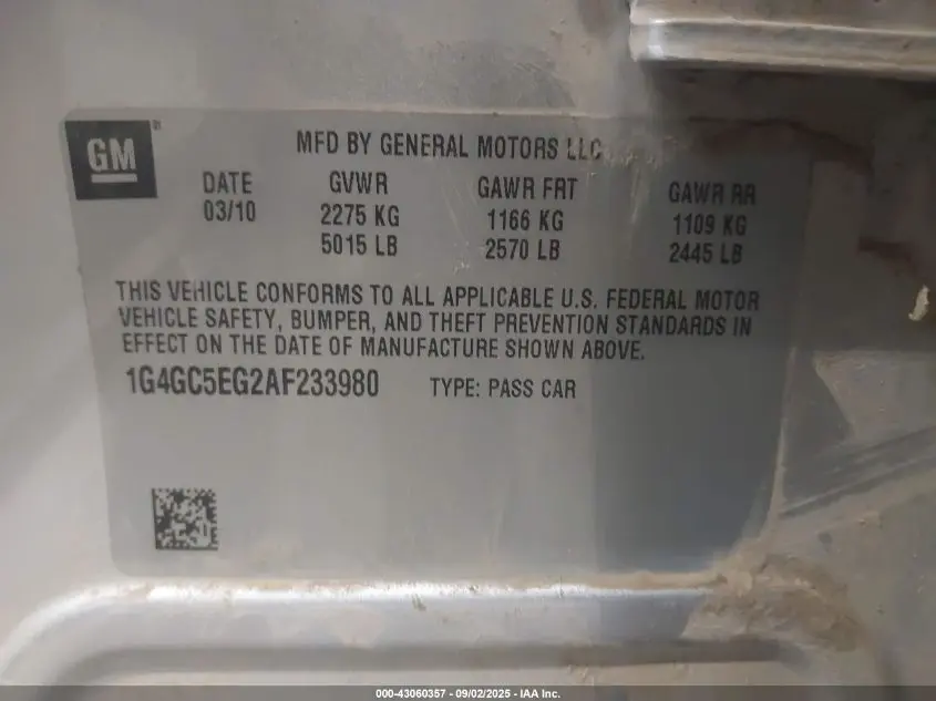 2010 BUICK LACROSSE CXL