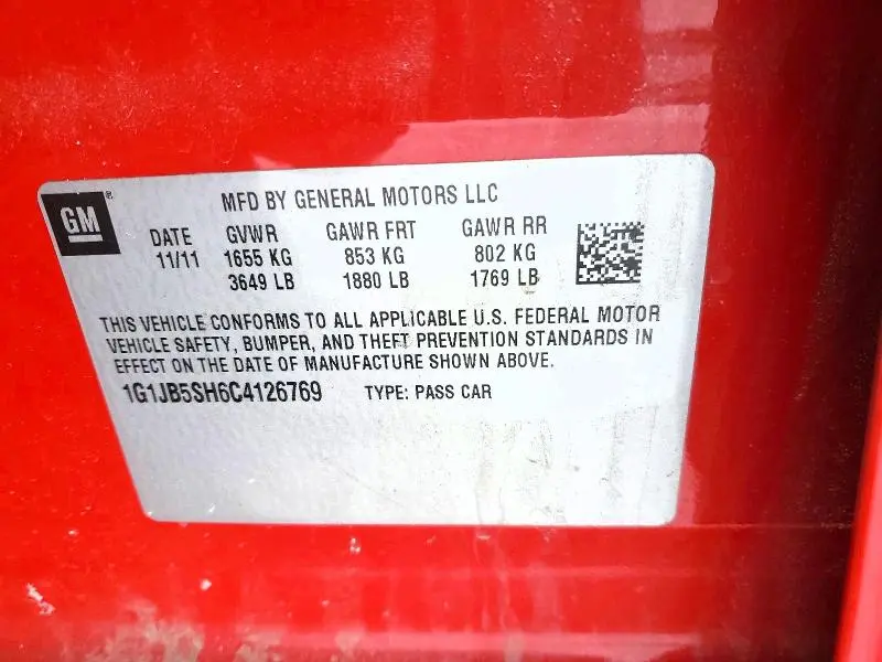 2012 CHEVROLET SONIC LS  