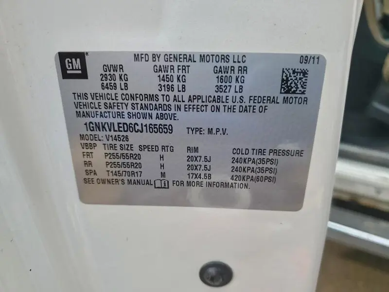 2012 CHEVROLET TRAVERSE LTZ  