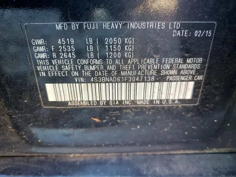 2015 SUBARU LEGACY 2.5I PREMIUM  