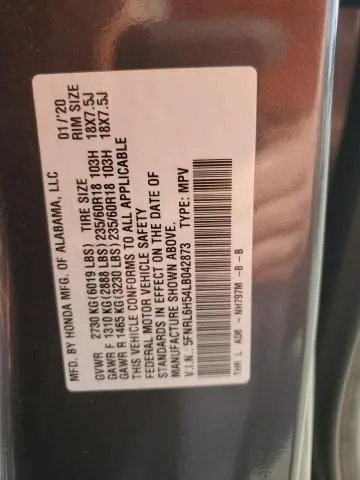 2020 HONDA ODYSSEY EX  