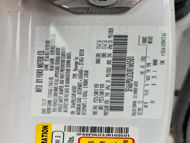 2018 FORD FUSION SE HYBRID  