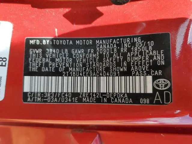 2010 TOYOTA COROLLA BASE  