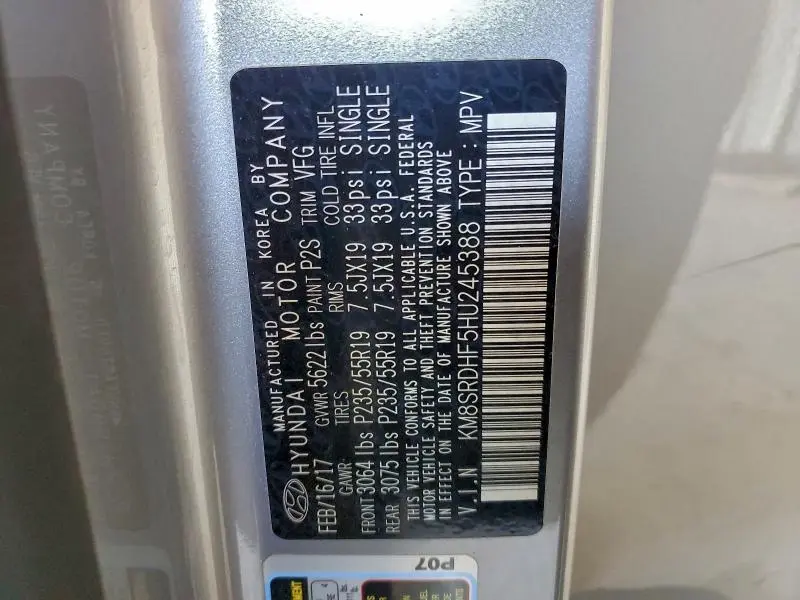 2017 HYUNDAI SANTA FE SE ULTIMATE  