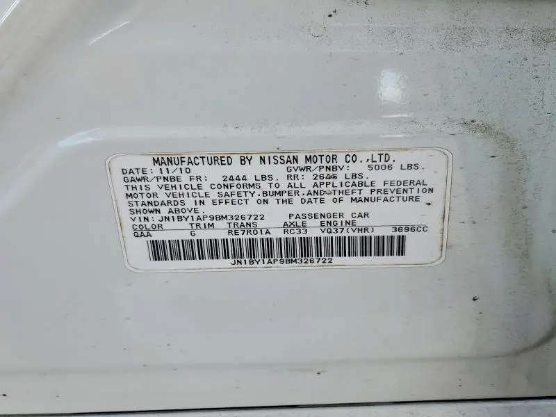 2011 INFINITI M37 BASE  