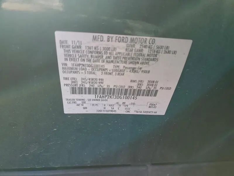 2013 FORD TAURUS SHO  