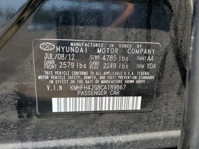 2012 HYUNDAI AZERA GLS  