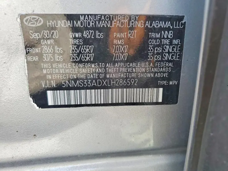 2020 HYUNDAI SANTA FE SEL  
