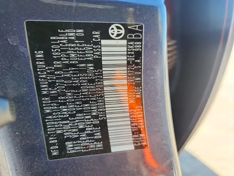 2014 TOYOTA COROLLA S PLUS  