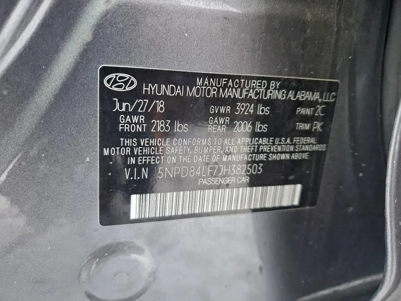 2018 HYUNDAI ELANTRA SEL  