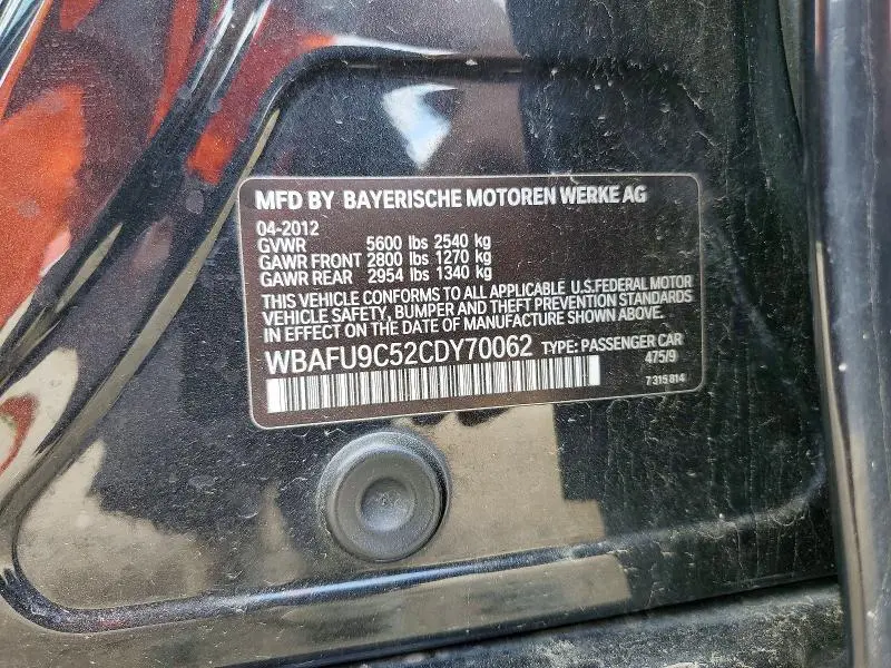 2012 BMW 550 XI  