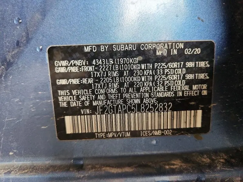 2020 SUBARU CROSSTREK PREMIUM  