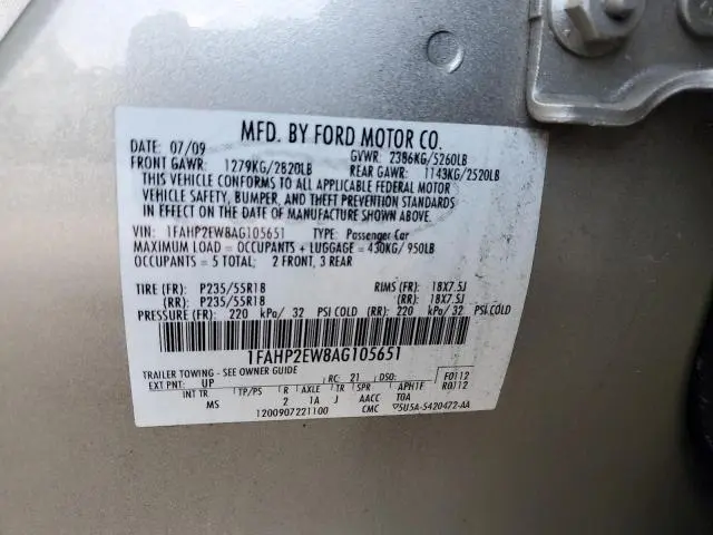 2010 FORD TAURUS SEL  