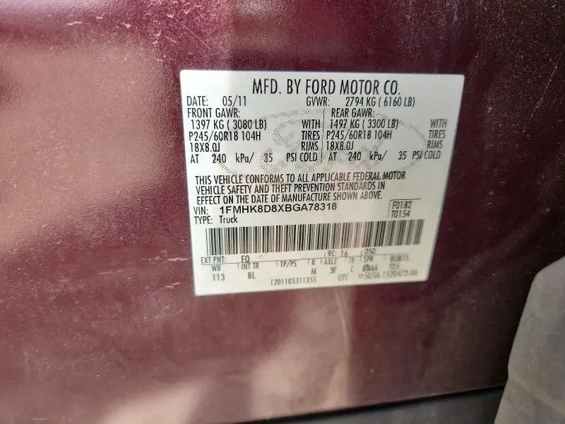 2011 FORD EXPLORER XLT  