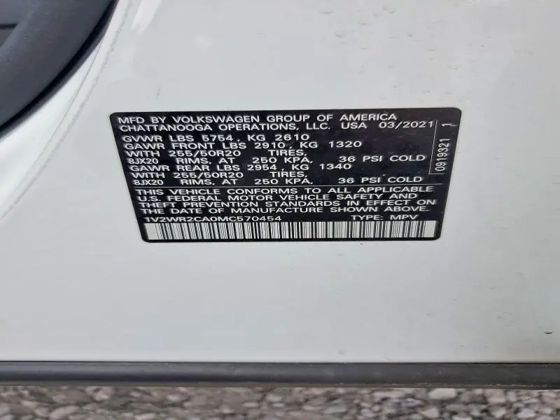 2021 VOLKSWAGEN ATLAS SE  
