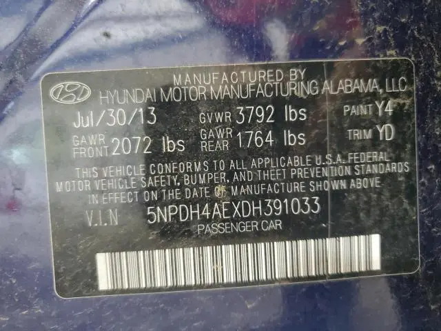 2013 HYUNDAI ELANTRA GLS  