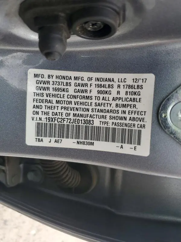 2018 HONDA CIVIC EX  