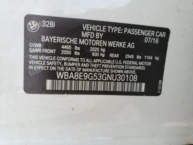 2016 BMW 328 I SULEV  