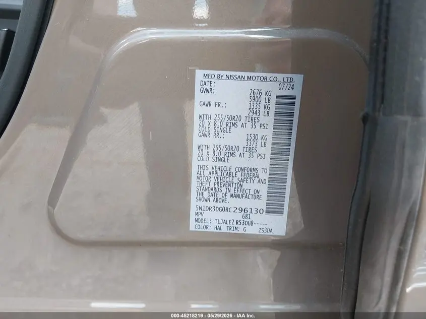 2024 NISSAN PATHFINDER PLATINUM FWD
