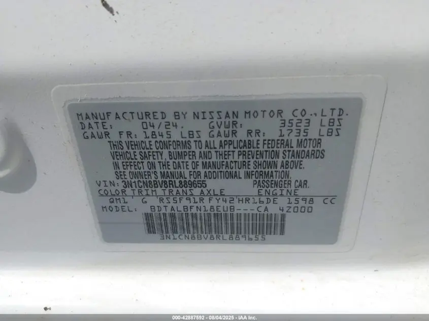 2024 NISSAN VERSA 1.6 S