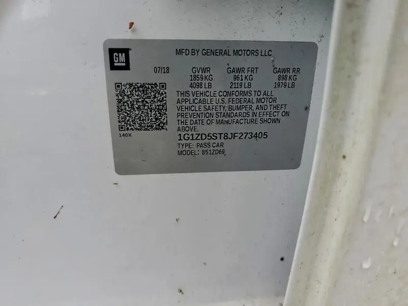 2018 CHEVROLET MALIBU LT  