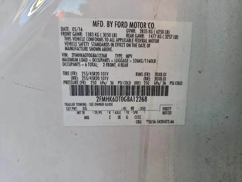 2016 FORD FLEX LIMITED  