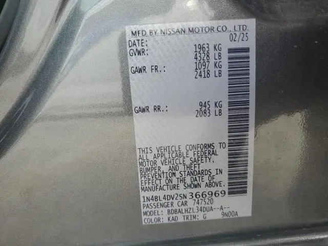 2025 NISSAN ALTIMA SV  