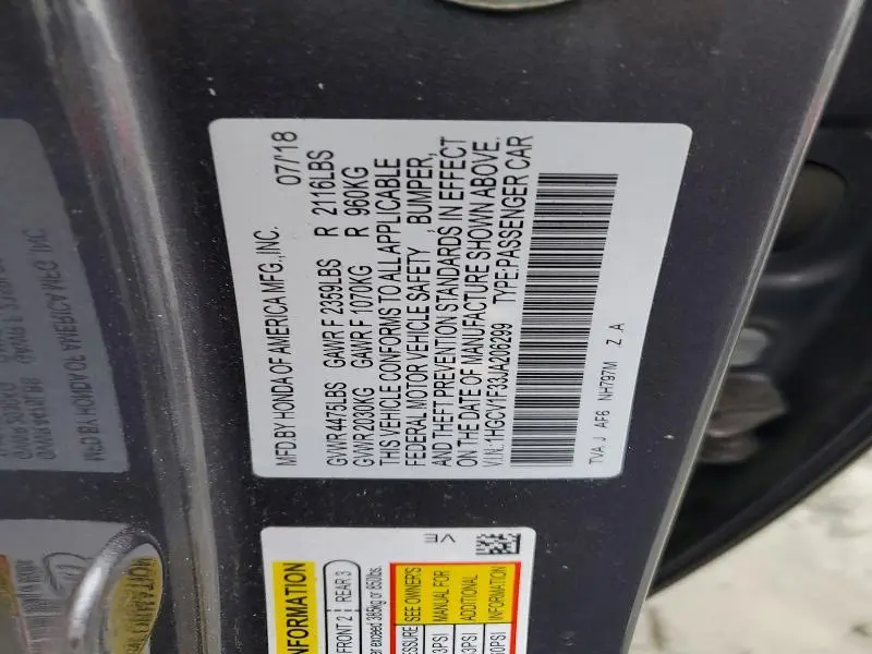 2018 HONDA ACCORD SPORT  