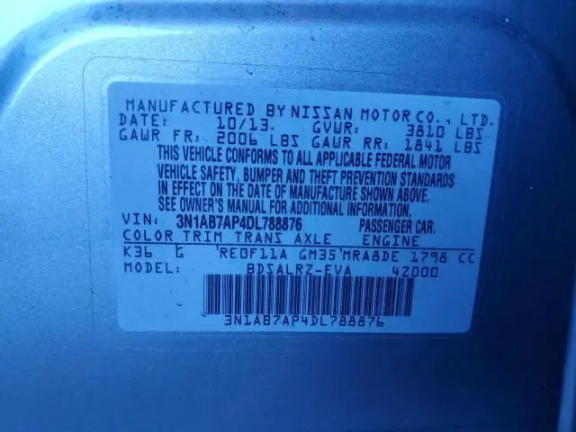 2013 NISSAN SENTRA S  